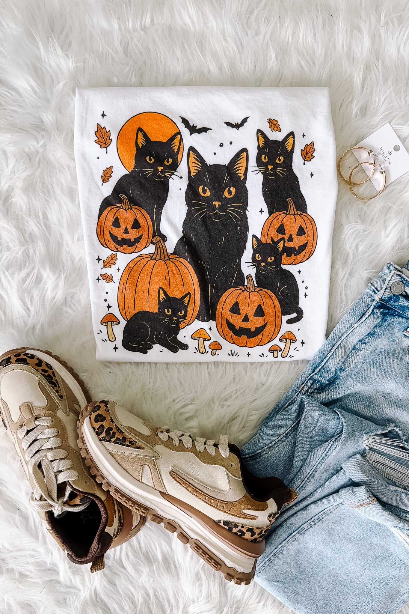 Purrfectly Spooky Graphic Tee - White