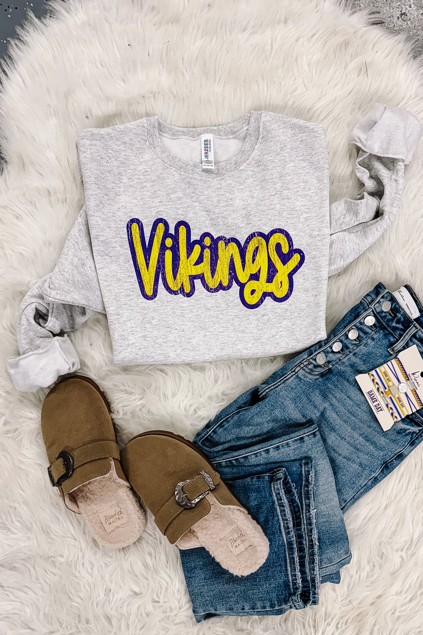 Retro Vikings Crewneck Sweatshirt - Ash Grey